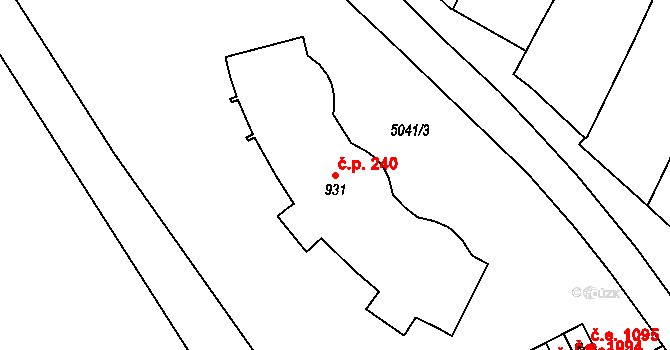 Pasohlávky 240 na parcele st. 931 v KÚ Pasohlávky, Katastrální mapa