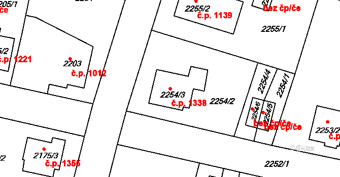 Kostelec nad Orlicí 1338 na parcele st. 2254/3 v KÚ Kostelec nad Orlicí, Katastrální mapa
