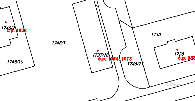 Rychnov nad Kněžnou 1073,1074 na parcele st. 1737/18 v KÚ Rychnov nad Kněžnou, Katastrální mapa