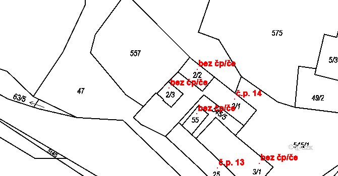 Březno 103523022 na parcele st. 2/3 v KÚ Holetice, Katastrální mapa