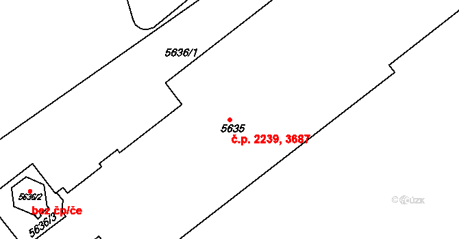 Znojmo 2239,3687 na parcele st. 5635 v KÚ Znojmo-město, Katastrální mapa