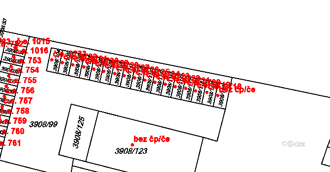 Jihlava 2722 na parcele st. 3908/115 v KÚ Jihlava, Katastrální mapa