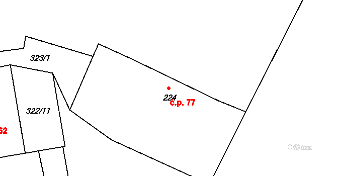 Dašice 77 na parcele st. 224 v KÚ Dašice, Katastrální mapa
