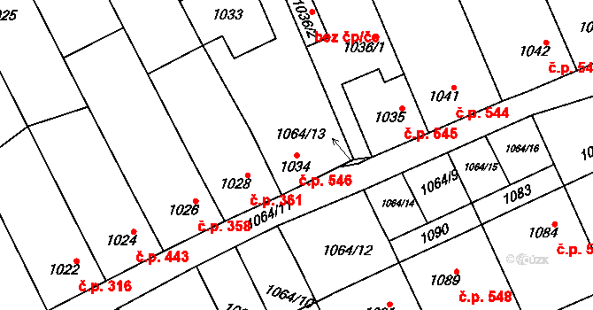 Vnorovy 546 na parcele st. 1034 v KÚ Vnorovy, Katastrální mapa