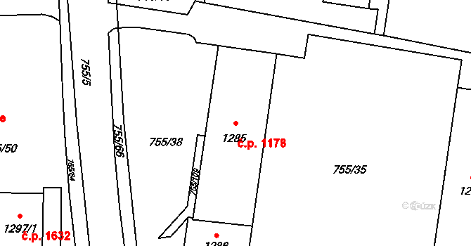 Blansko 1178 na parcele st. 1285 v KÚ Blansko, Katastrální mapa