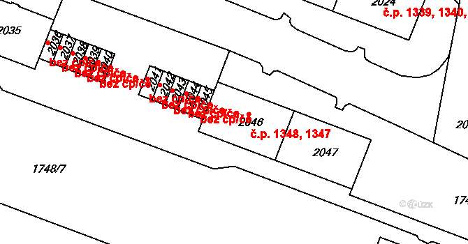 Tachov 1347,1348 na parcele st. 2046 v KÚ Tachov, Katastrální mapa