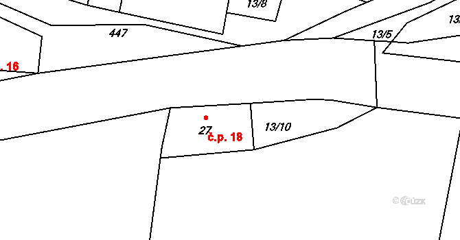 Kracovice 18, Stařeč na parcele st. 27 v KÚ Kracovice, Katastrální mapa