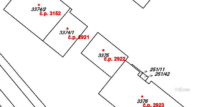 Břeclav 2922 na parcele st. 3375 v KÚ Břeclav, Katastrální mapa