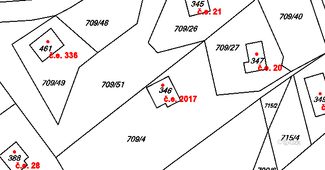 Hradové Střimelice 2017, Stříbrná Skalice na parcele st. 346 v KÚ Hradové Střimelice, Katastrální mapa