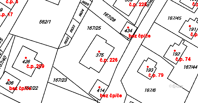 Horní Maršov 226 na parcele st. 375 v KÚ Horní Maršov, Katastrální mapa