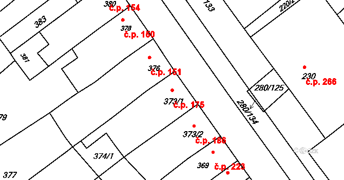 Přísnotice 175 na parcele st. 373/1 v KÚ Přísnotice, Katastrální mapa