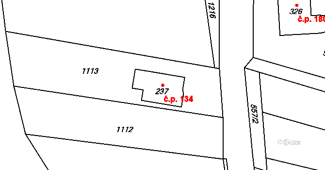 Podvihov 134, Opava na parcele st. 237 v KÚ Podvihov, Katastrální mapa