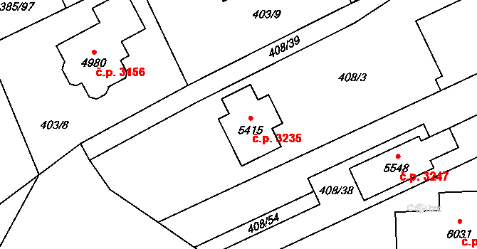 Břeclav 3235 na parcele st. 5415 v KÚ Břeclav, Katastrální mapa