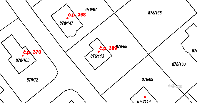 Stonařov 369 na parcele st. 876/113 v KÚ Stonařov, Katastrální mapa