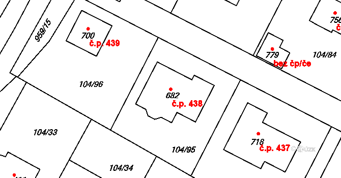 Předměřice nad Labem 438 na parcele st. 682 v KÚ Předměřice nad Labem, Katastrální mapa