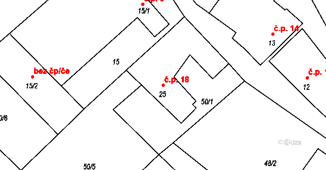 Valdíkov 18 na parcele st. 25 v KÚ Valdíkov, Katastrální mapa