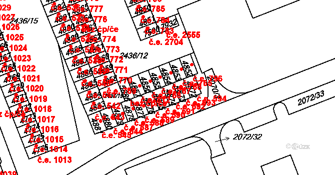 Hodonín 592 na parcele st. 4874 v KÚ Hodonín, Katastrální mapa