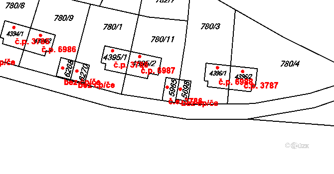 Zlín 3786 na parcele st. 5965 v KÚ Zlín, Katastrální mapa
