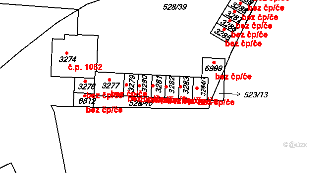 Třebíč 38359022 na parcele st. 3282 v KÚ Třebíč, Katastrální mapa