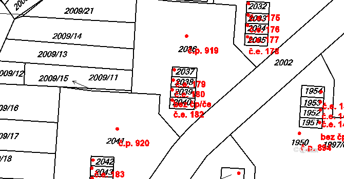 Hustopeče 40644022 na parcele st. 2039 v KÚ Hustopeče u Brna, Katastrální mapa