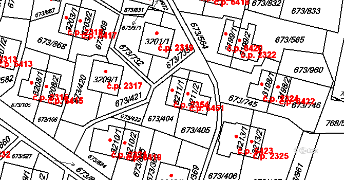Zlín 2354 na parcele st. 3211/1 v KÚ Zlín, Katastrální mapa