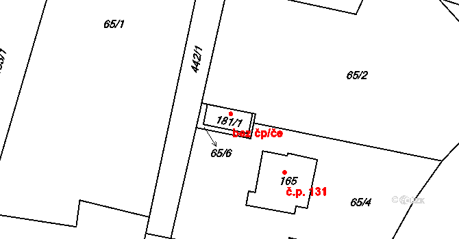 Rokycany 43653022 na parcele st. 181/1 v KÚ Borek u Rokycan, Katastrální mapa