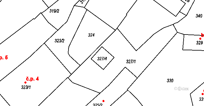 Bystřice nad Pernštejnem 44156022 na parcele st. 327/4 v KÚ Bystřice nad Pernštejnem, Katastrální mapa