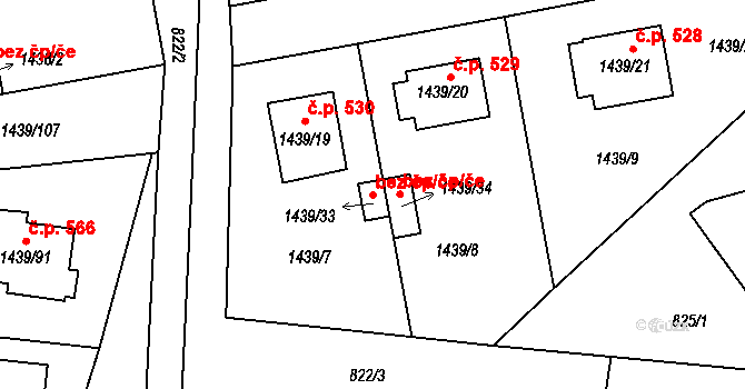 Březnice 44434022 na parcele st. 1439/33 v KÚ Březnice, Katastrální mapa