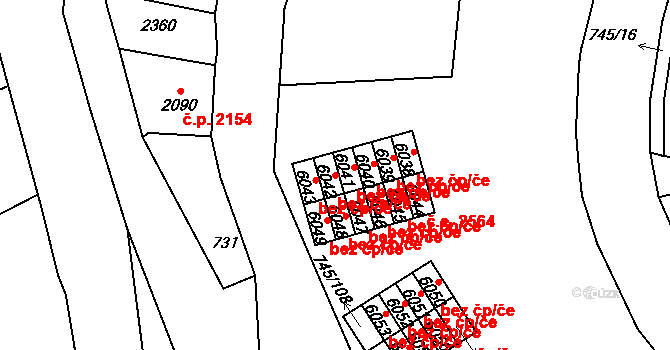 Jablonec nad Nisou 48670022 na parcele st. 6042 v KÚ Jablonec nad Nisou, Katastrální mapa