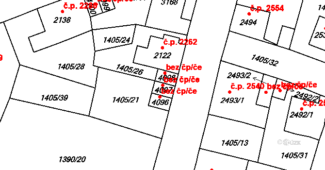 Jablonec nad Nisou 48878022 na parcele st. 4097 v KÚ Jablonec nad Nisou, Katastrální mapa