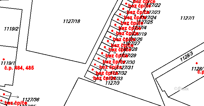Praha 50480022 na parcele st. 1127/30 v KÚ Dejvice, Katastrální mapa