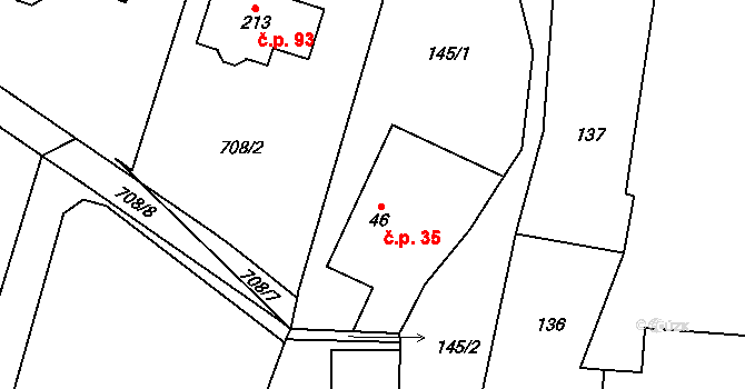 Velká Skrovnice 35 na parcele st. 46 v KÚ Velká Skrovnice, Katastrální mapa