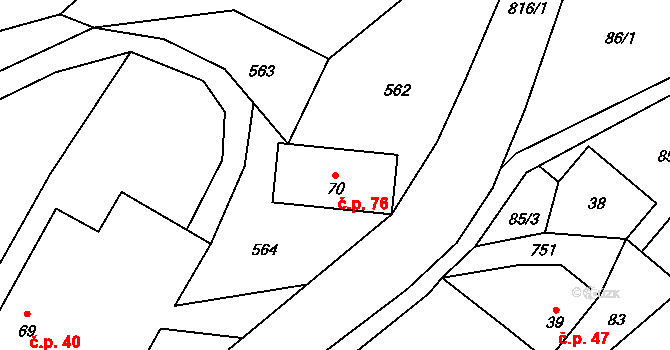 Štědrákova Lhota 76, Ruda nad Moravou na parcele st. 70 v KÚ Štědrákova Lhota, Katastrální mapa