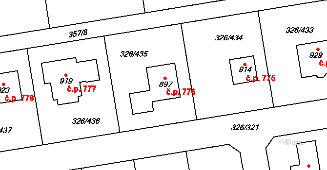 Nehvizdy 776 na parcele st. 897 v KÚ Nehvizdy, Katastrální mapa