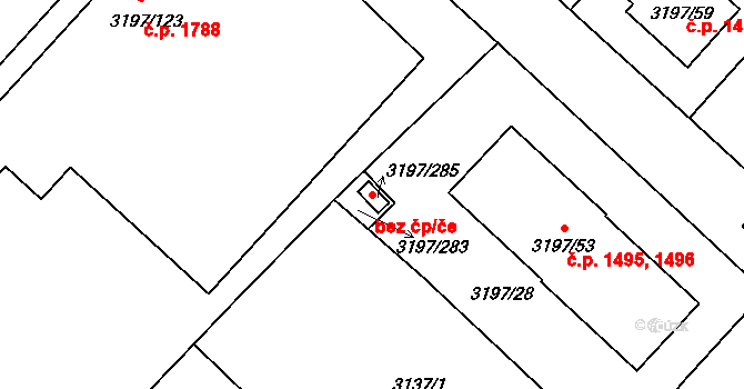 Pelhřimov 87973022 na parcele st. 3197/285 v KÚ Pelhřimov, Katastrální mapa