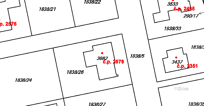 Brandýs nad Labem 2578, Brandýs nad Labem-Stará Boleslav na parcele st. 3682 v KÚ Brandýs nad Labem, Katastrální mapa