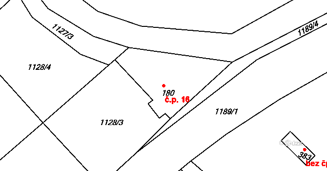 Dlouhá Louka 16, Lípa nad Orlicí na parcele st. 180 v KÚ Lípa nad Orlicí, Katastrální mapa