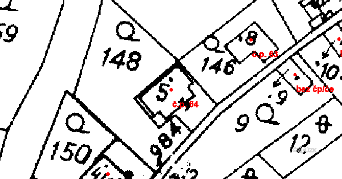 Potštejn 64 na parcele st. 5 v KÚ Potštejn, Katastrální mapa
