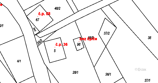 Černousy 98474022 na parcele st. 98 v KÚ Ves, Katastrální mapa