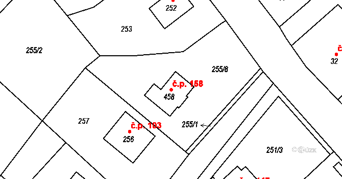 Edrovice 158, Rýmařov na parcele st. 458 v KÚ Edrovice, Katastrální mapa