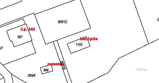 Zlín 102293023 na parcele st. 1162 v KÚ Kudlov, Katastrální mapa