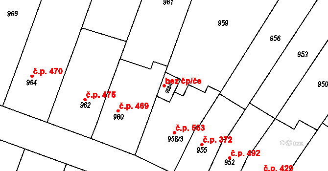 Brno 103653023 na parcele st. 958/4 v KÚ Žebětín, Katastrální mapa