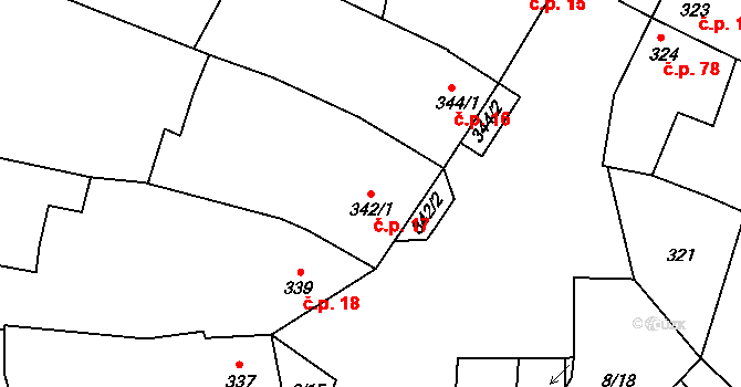 Seloutky 17 na parcele st. 342/1 v KÚ Seloutky, Katastrální mapa