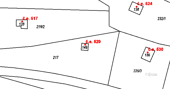 Hamry 529, Plumlov na parcele st. 149 v KÚ Hamry, Katastrální mapa