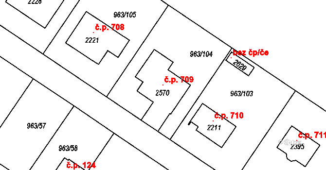 Přibyslav 709 na parcele st. 2570 v KÚ Přibyslav, Katastrální mapa
