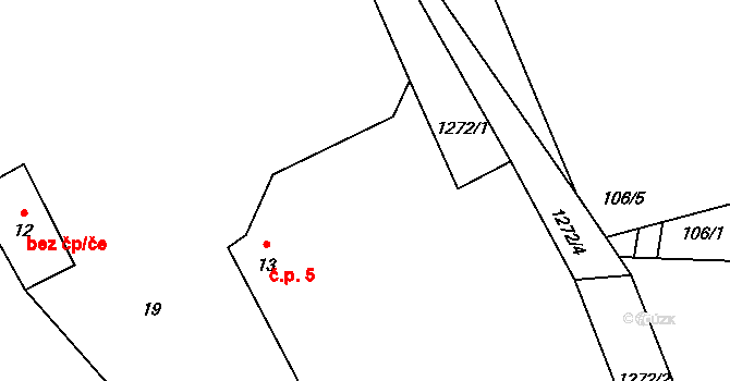 Čenovice 5, Čestín na parcele st. 13 v KÚ Čenovice, Katastrální mapa