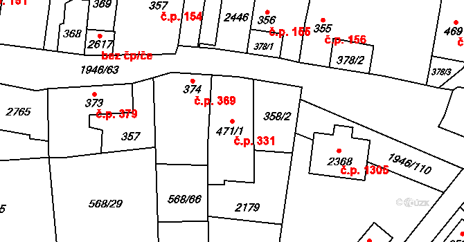 Třebechovice pod Orebem 331 na parcele st. 471/1 v KÚ Třebechovice pod Orebem, Katastrální mapa