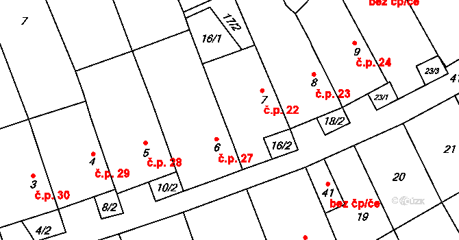 Zdeňkov 22 na parcele st. 7 v KÚ Zdeňkov, Katastrální mapa