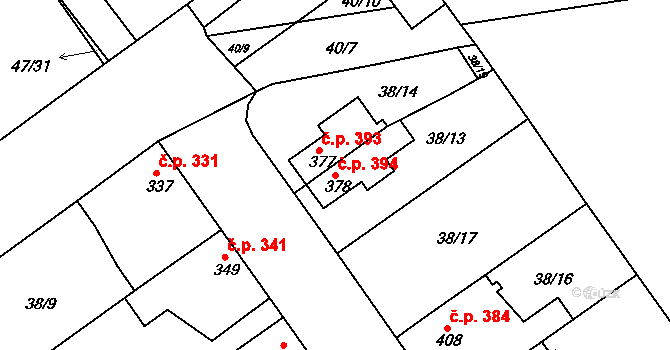 Litol 394, Lysá nad Labem na parcele st. 378 v KÚ Litol, Katastrální mapa