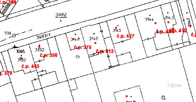 Poděbrady III 413, Poděbrady na parcele st. 3146 v KÚ Poděbrady, Katastrální mapa